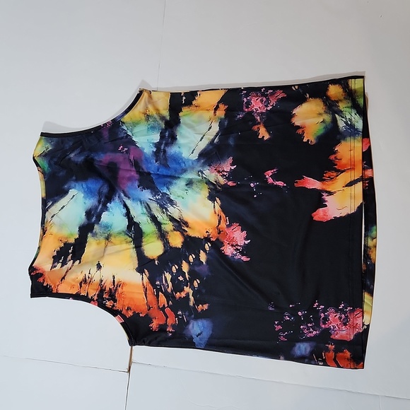 Vibrant Splash of Colors Tie dye split neck tank top mixed colors W-625 - Picture 15 of 16